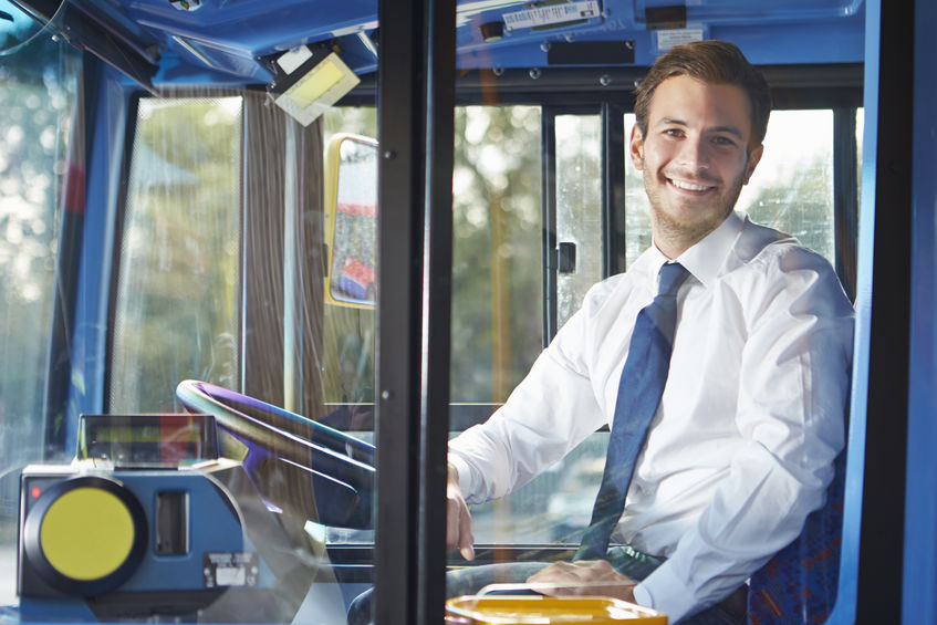 smiling bus driver